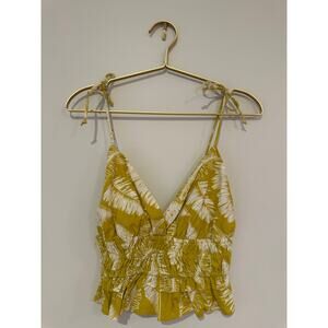 Sim & Sam Chartreuse Leaf Crop Top - Size S